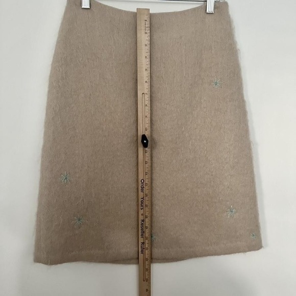 Jill Stuart Skirt Womens 4 Tan Wool Blend Mohair Mini Star Embroidery Winter - Picture 5 of 5
